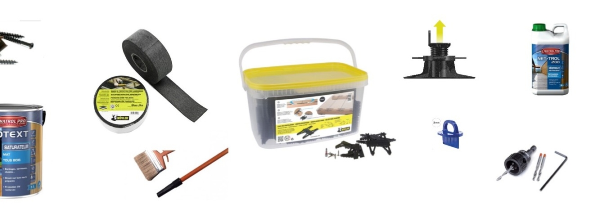 Accessoires pour montage terrasses en bois vendues par DECKiBOIS